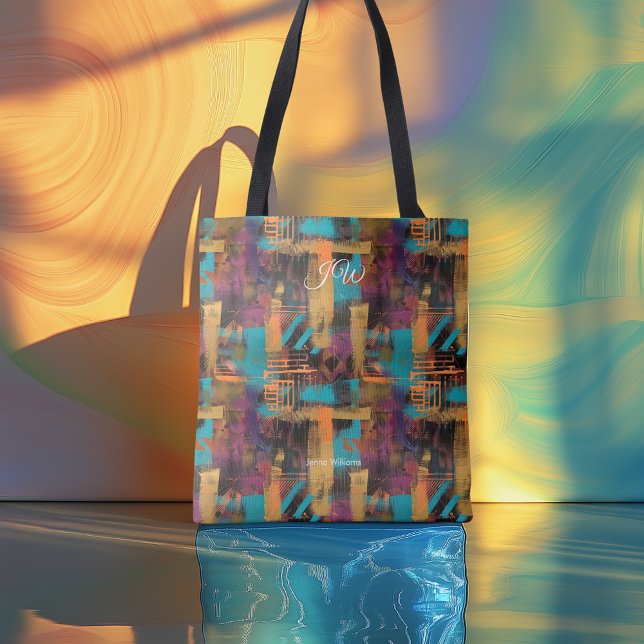 Modern Abstract Personalised Tote Bag with Initial (Creator Uploaded)