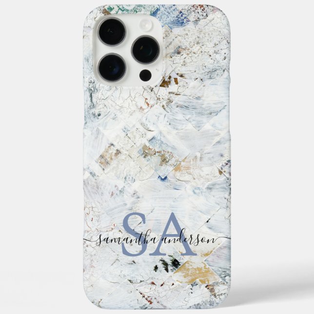 Modern Abstract Phone Case with Initials & Name (Back)