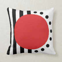 Modern abstract pillow black, red, white