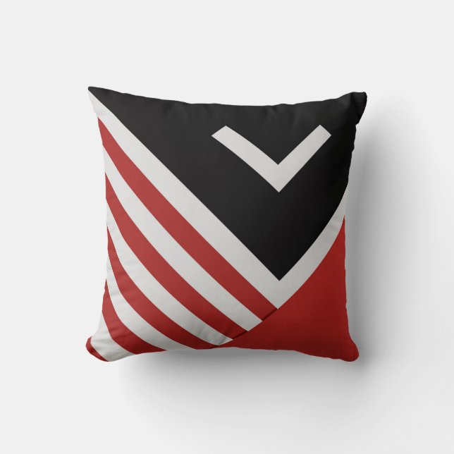 Modern abstract pillow black, red, white, grey (Front)