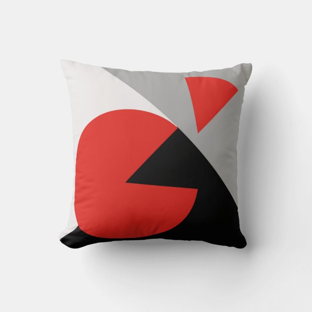 Modern abstract pillow black, red, white, grey (Front)