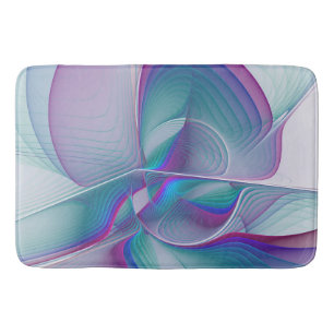 Modern Abstract Pink Blue Turquoise Fractal Art Bath Mat