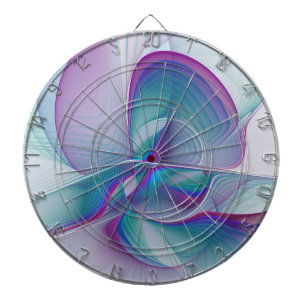 Modern Abstract Pink Blue Turquoise Fractal Art Dartboard