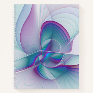 Modern Abstract Pink Blue Turquoise Fractal Art Notebook