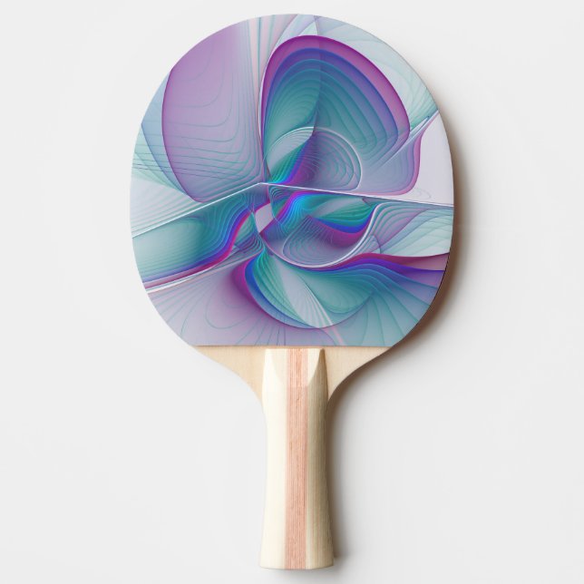 Modern Abstract Pink Blue Turquoise Fractal Art Ping Pong Paddle (Front)