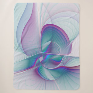 Modern Abstract Pink Blue Turquoise Fractal Art Sherpa Blanket