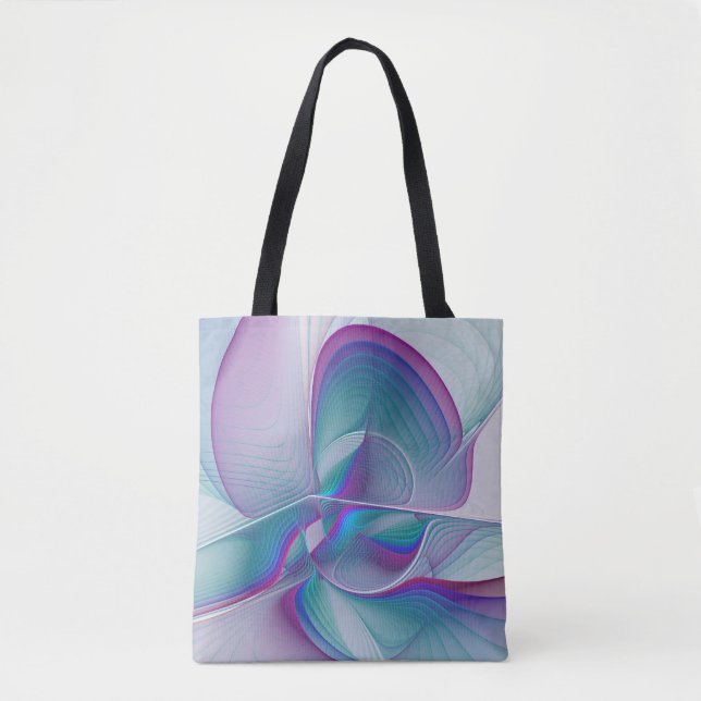 Modern Abstract Pink Blue Turquoise Fractal Art Tote Bag (Front)
