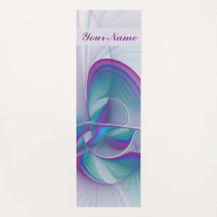 Modern Abstract Pink Blue Turquoise Fractal Name Yoga Mat