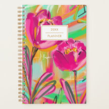 Modern Abstract Pink Colorful Floral Planner