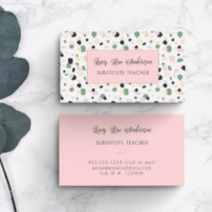 Modern Abstract Pink Grey and Green Business Card