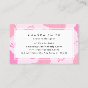 Modern Abstract Pink Minimalist Personalise Business Card
