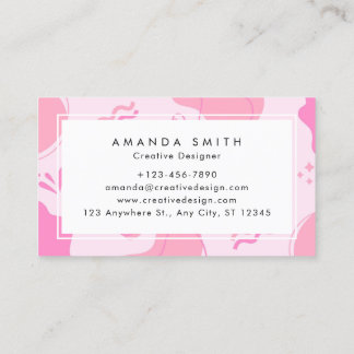 Modern Abstract Pink Minimalist Personalise Business Card