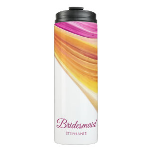 Modern Abstract-Pink Orange Yellow-Bridesmaid- Thermal Tumbler