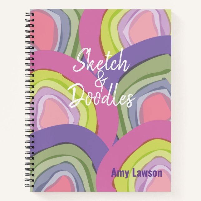 Modern Abstract Pink Purple Personalised  Notebook (Front)