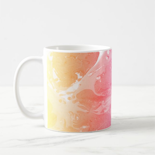 Modern Abstract Pink Red Yellow Orange Purple Coffee Mug (Left)