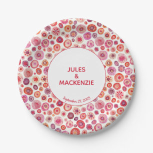 Modern Abstract Pink Watercolor Circles Paper Plate