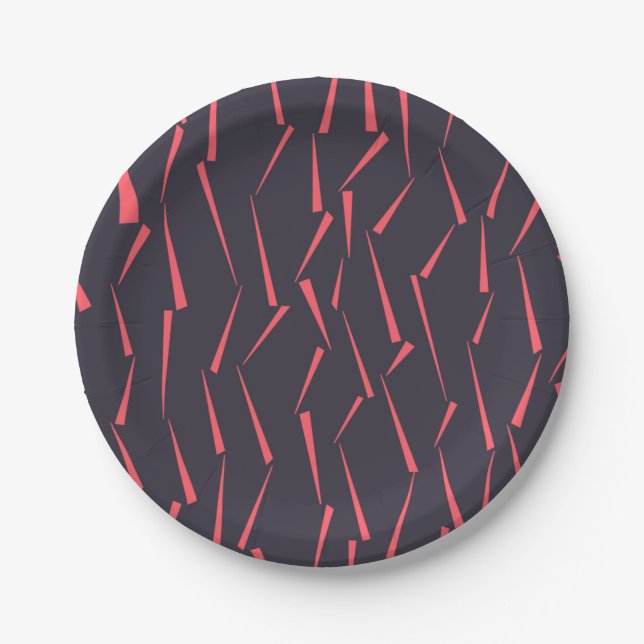 Modern abstract playful geometric triangle pattern paper plate (Front)