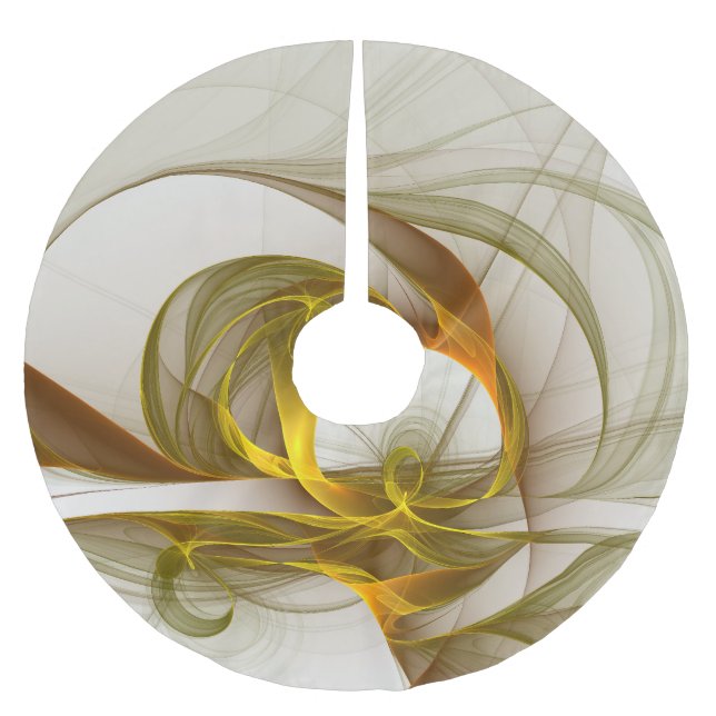 Modern Abstract Precious Metal Colours Fractal Brushed Polyester Tree Skirt (Front)