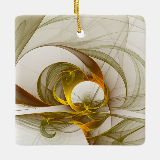 Modern Abstract Precious Metal Colours Fractal Ceramic Ornament (Front)