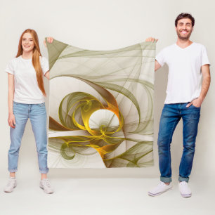 Modern Abstract Precious Metal Colours Fractal Fleece Blanket