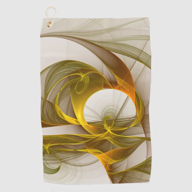 Modern Abstract Precious Metal Colours Fractal Golf Towel (Front)