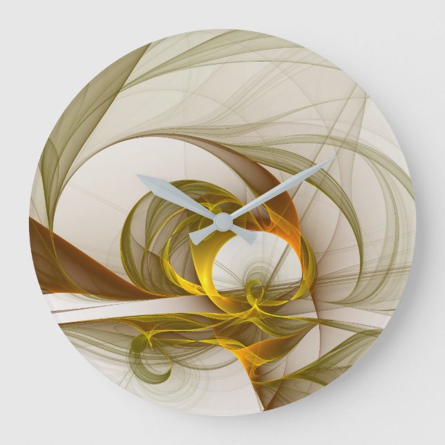 Modern Abstract Precious Metal Colours Fractal Large Clock (Front)
