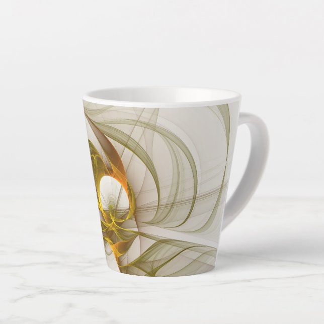 Modern Abstract Precious Metal Colours Fractal Latte Mug (Right Angle)