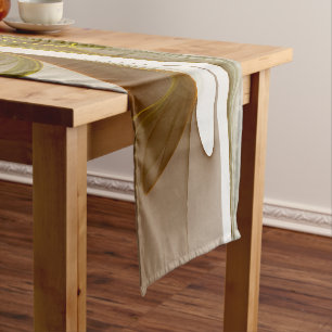 Modern Abstract Precious Metal Colours Fractal Medium Table Runner