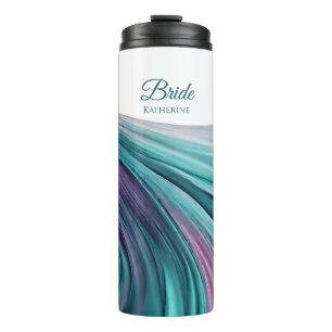 Modern Abstract-Purple and Teal-Bride- Thermal Tumbler