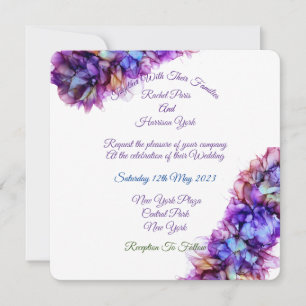 Modern Abstract Purple Haze Alcohol Ink  Wedding   Invitation