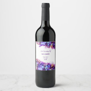 Modern Abstract Purple Haze Alcohol Ink Wedding Wine Label