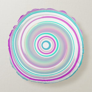 Modern Abstract Purple Teal Spiral Round Cushion