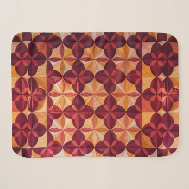 Modern Abstract Quilt, Fleece Blanket Interlocking (Front (Horizontal))