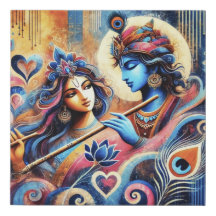 Modern Abstract Radha Krishna Painting | Romantic 