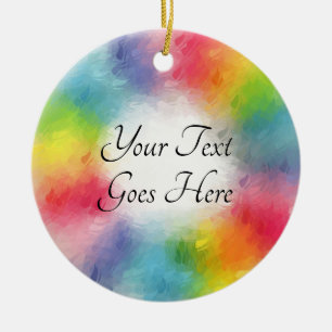 Modern Abstract Rainbow Colours Template Script Ceramic Tree Decoration