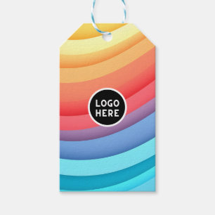 Modern Abstract Rainbow Waves with your Logo  Gift Tags