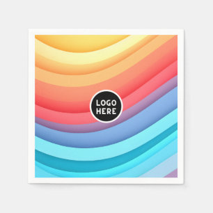 Modern Abstract Rainbow Waves with your Logo  Napkin