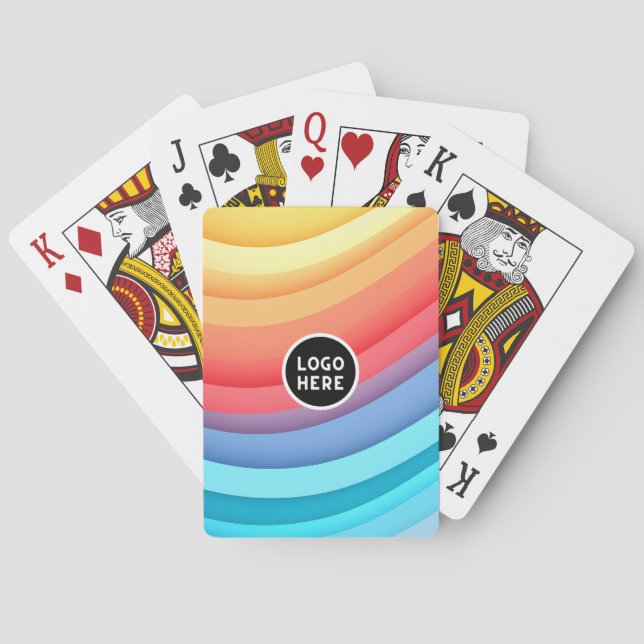 Modern Abstract Rainbow Waves with your Logo  Playing Cards (Back)