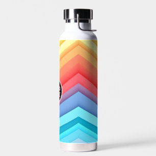 Modern Abstract Rainbow Waves with your Logo  Water Bottle