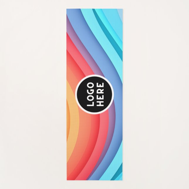 Modern Abstract Rainbow Waves with your Logo  Yoga Mat (Front)