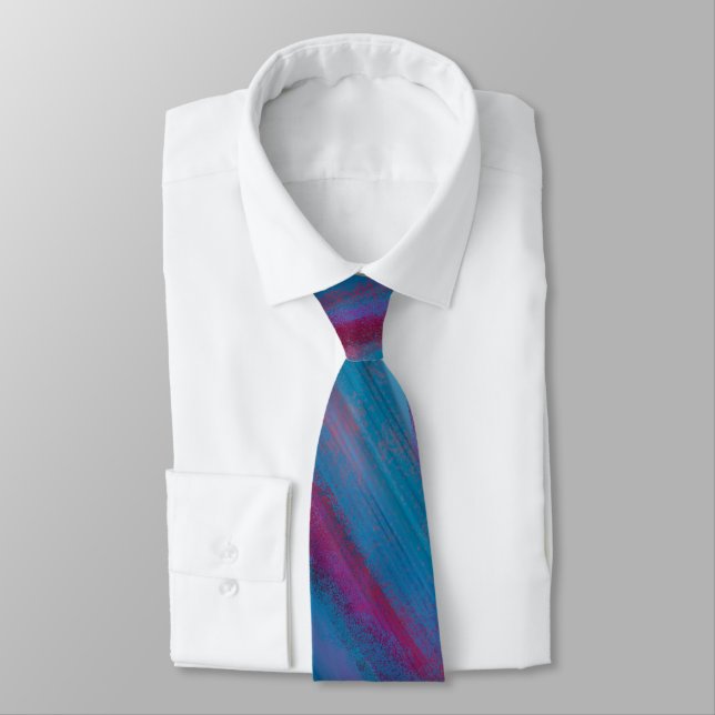 Modern Abstract Red and Blue Tie (Tied)