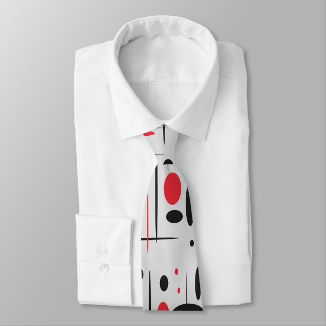 Modern Abstract Red & Black Tie (Tied)