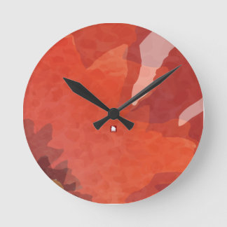 Modern Abstract Red Flower by RD Round Clock