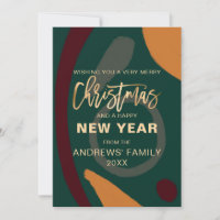 Modern Abstract Red Green Gold Christmas