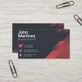 Modern Abstract Red & Grey Corporate Business Card