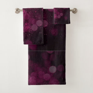 Modern Abstract Red Plum Color Bath Towel Set