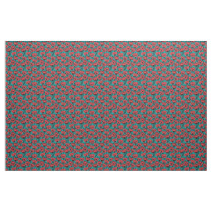 Modern Abstract Red Poppy Floral Pattern Fabric