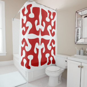 Modern Abstract red shape art Shower Curtain