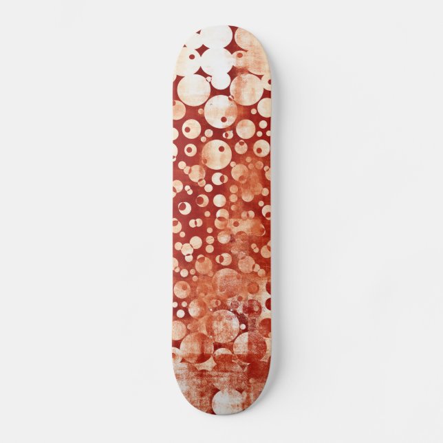 Modern Abstract Red White Bubles patterned Skateboard (Front)