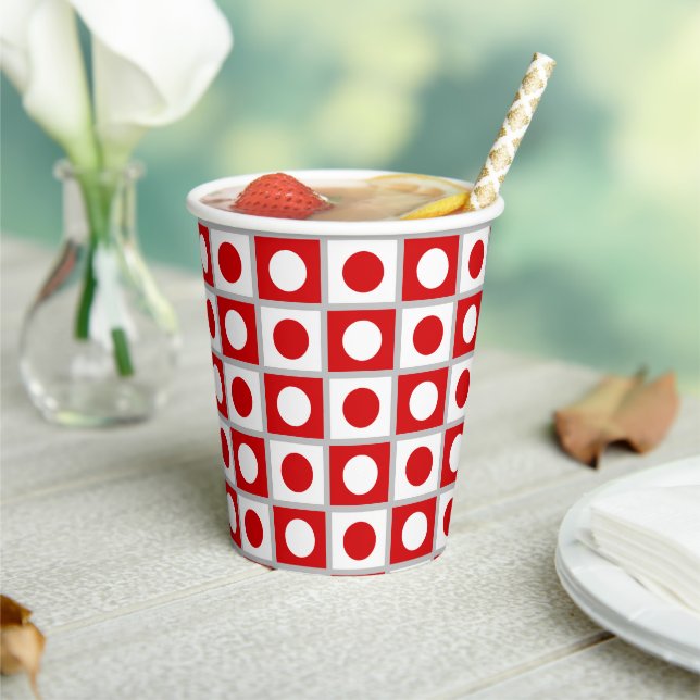 Modern Abstract Red & White Paper Cups (Insitu)